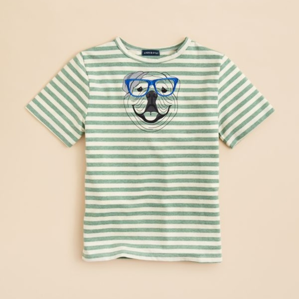 Andy & Evan Four Eyed Fido Striped Tee Sz 7